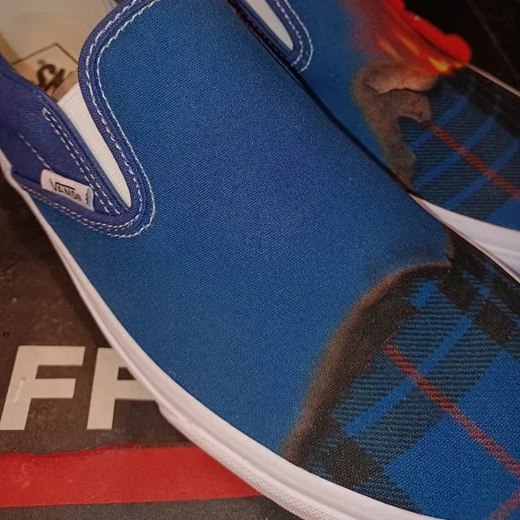 Vans Men's 4.5/Women's 6 Slip On Big Reveal Navy Plaid Fire Canvas-VN000XG81P4 - Picture 3 of 12